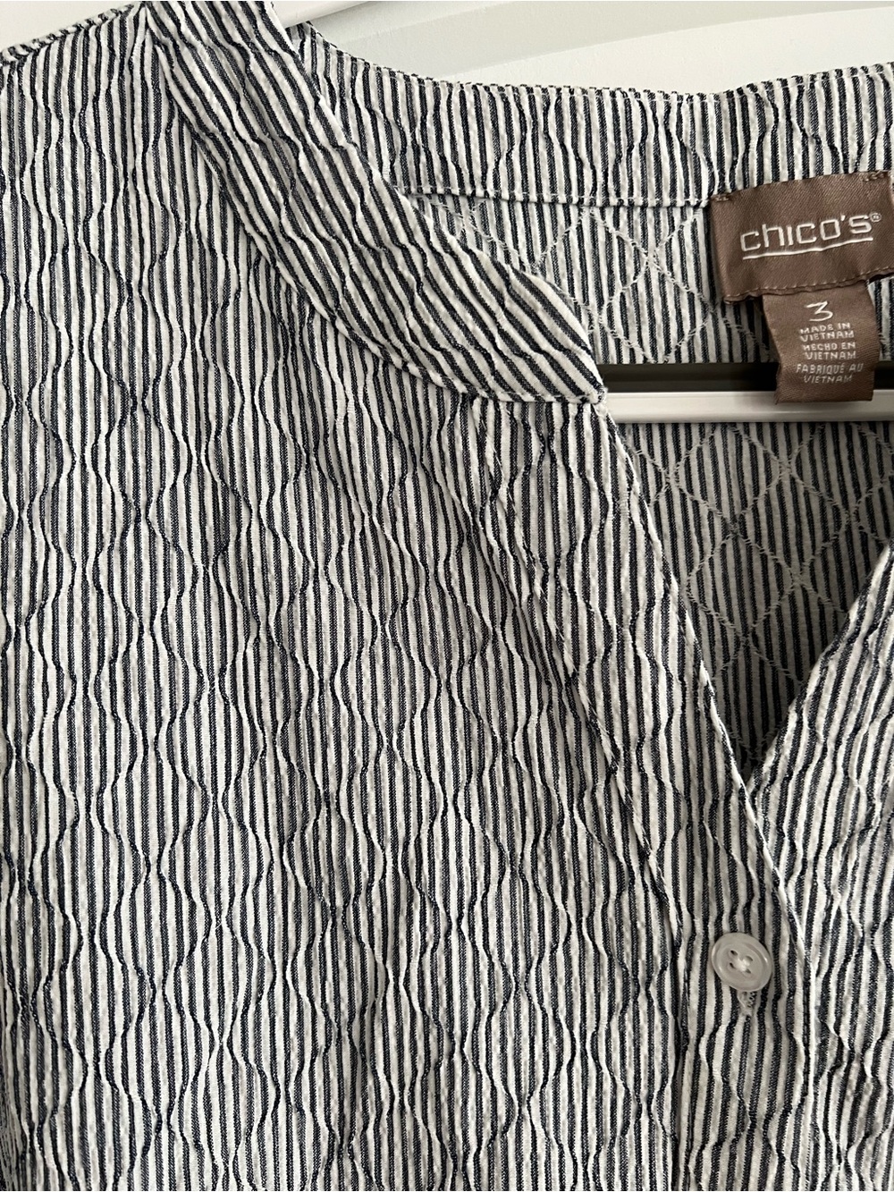 Chico's Black and White Striped Button-Front Shirt